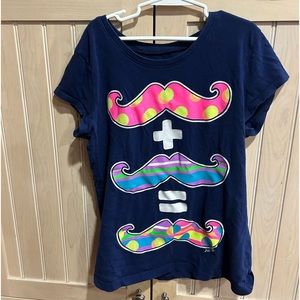 3/$15 Justice girls colorful moustache tee